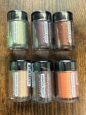 Kleancolor EYESHADOWS Loose Pigment Six-Pack — Green, Purple, Copper Tones